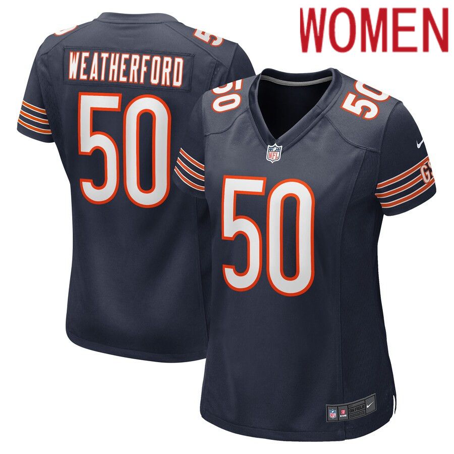 Women Chicago Bears 50 Sterling Weatherford Nike Navy Game Player NFL Jersey